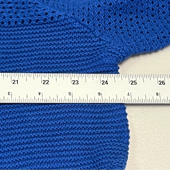 DG2 by Diane Gilman Women's Blue Hooded Organic Cotton Crocheted Cardigan Size 1 - Picture 10 of 12